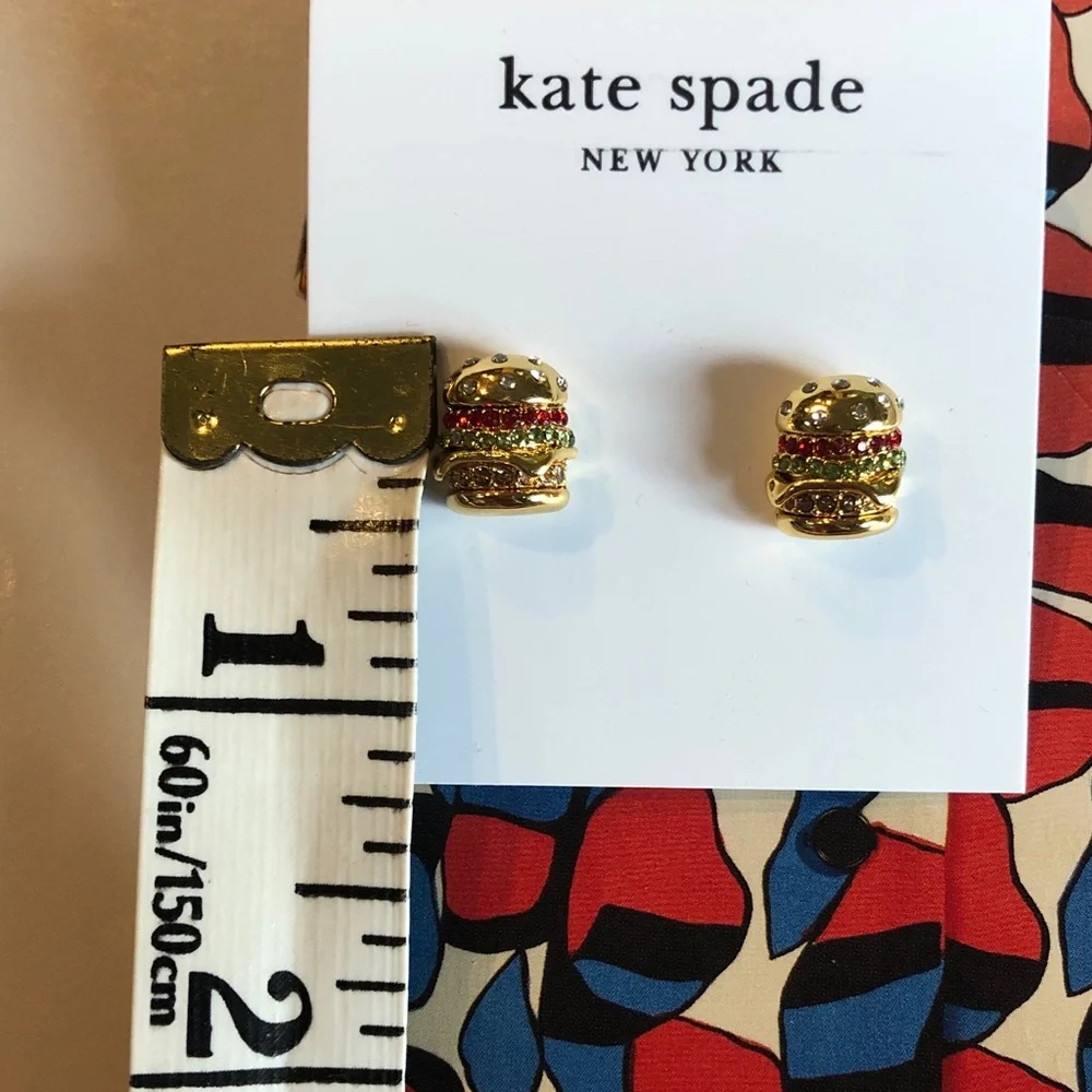 Authentic Kate Spade New on card hamburger stud earrings.